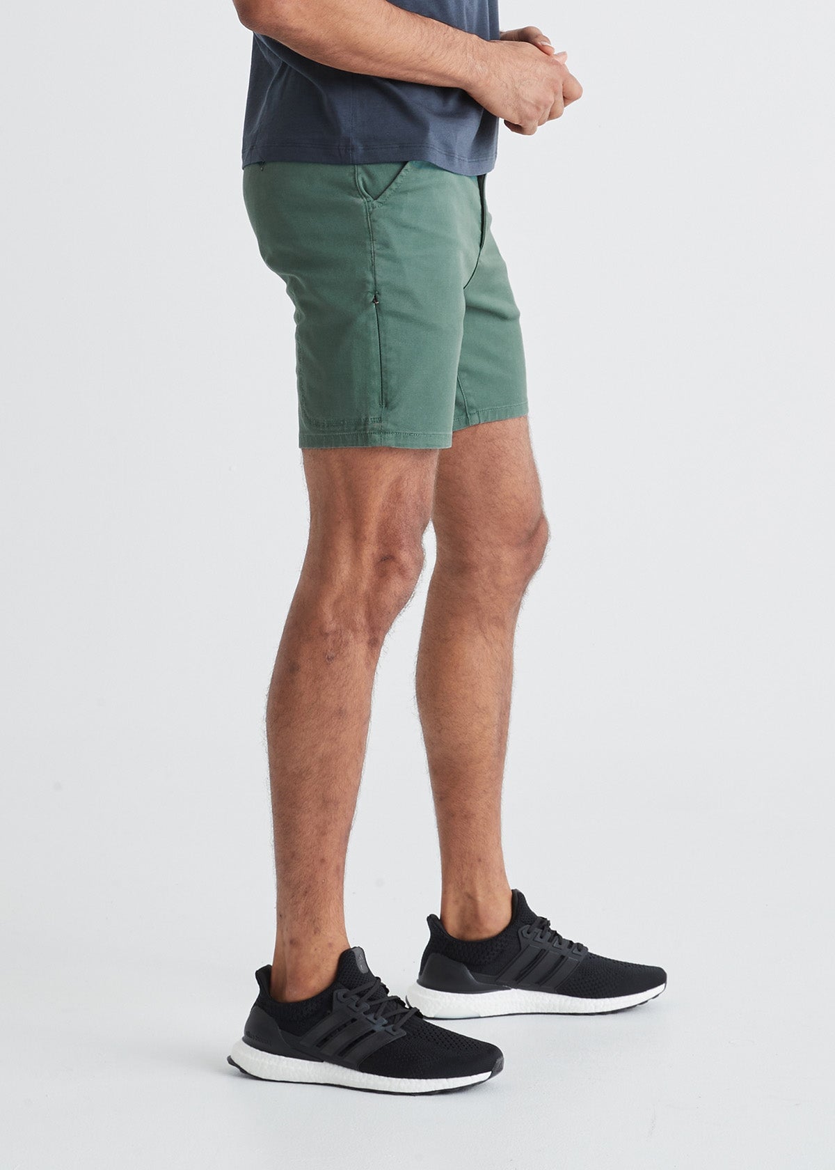 mens green lightweight shorts slim side