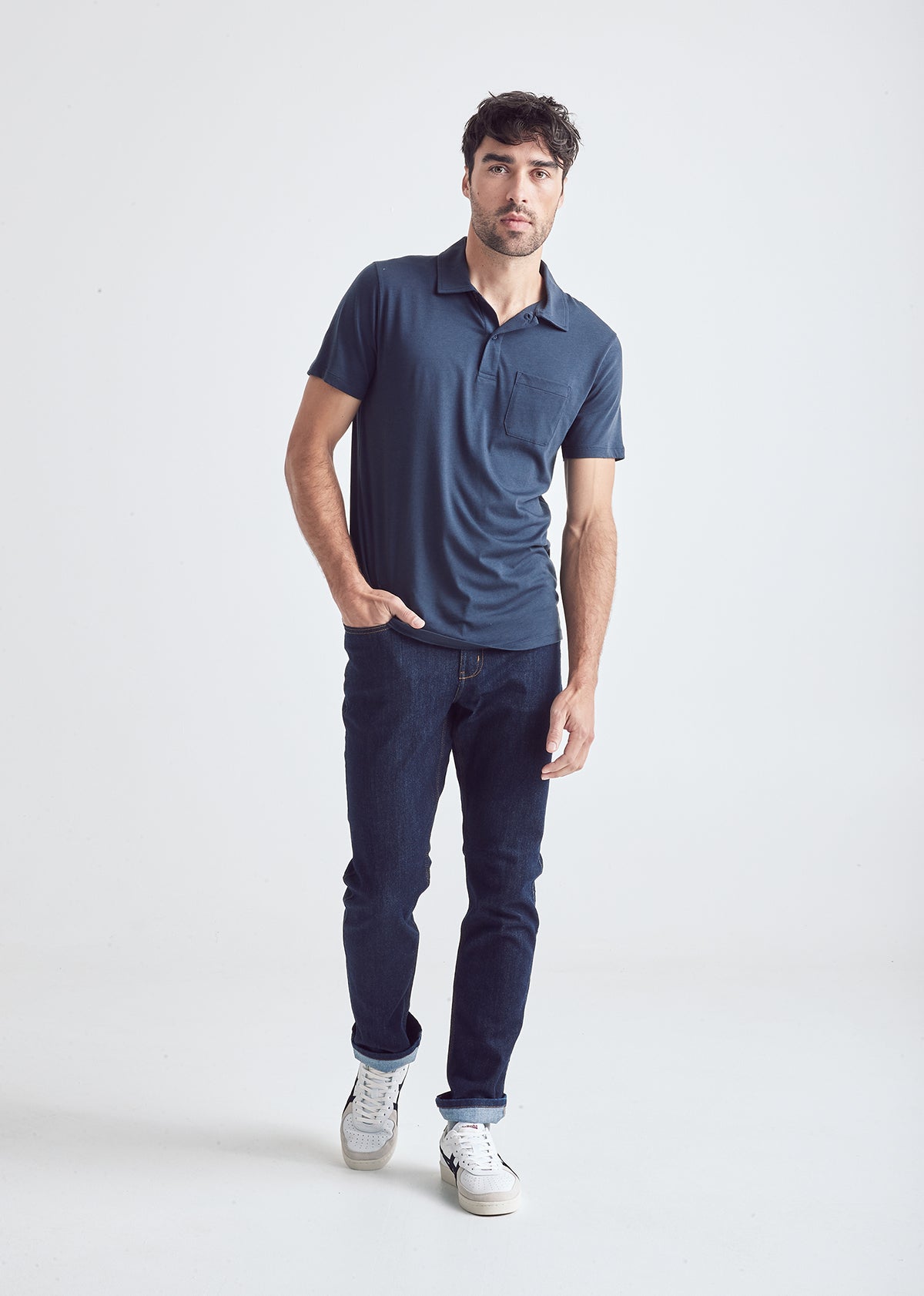 Navy work polo top shirt