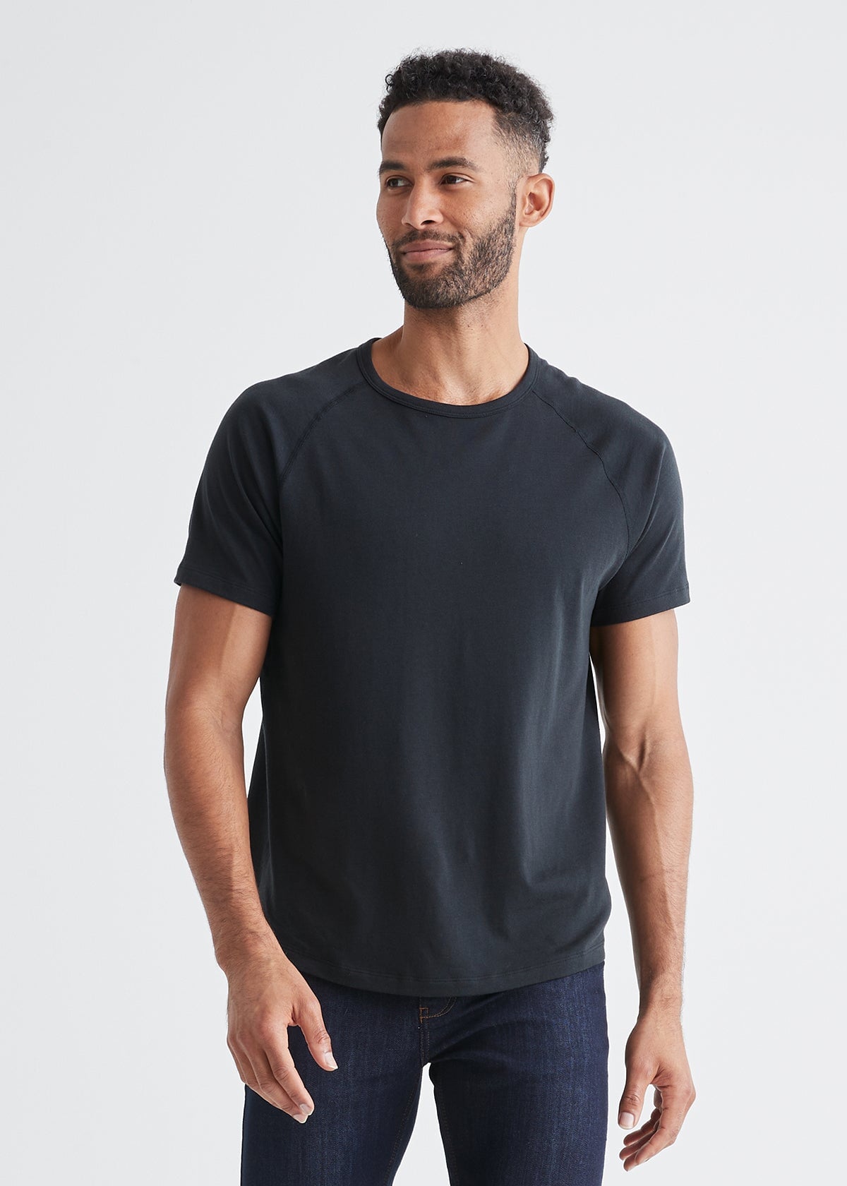 mens black soft midweight t-shirt front