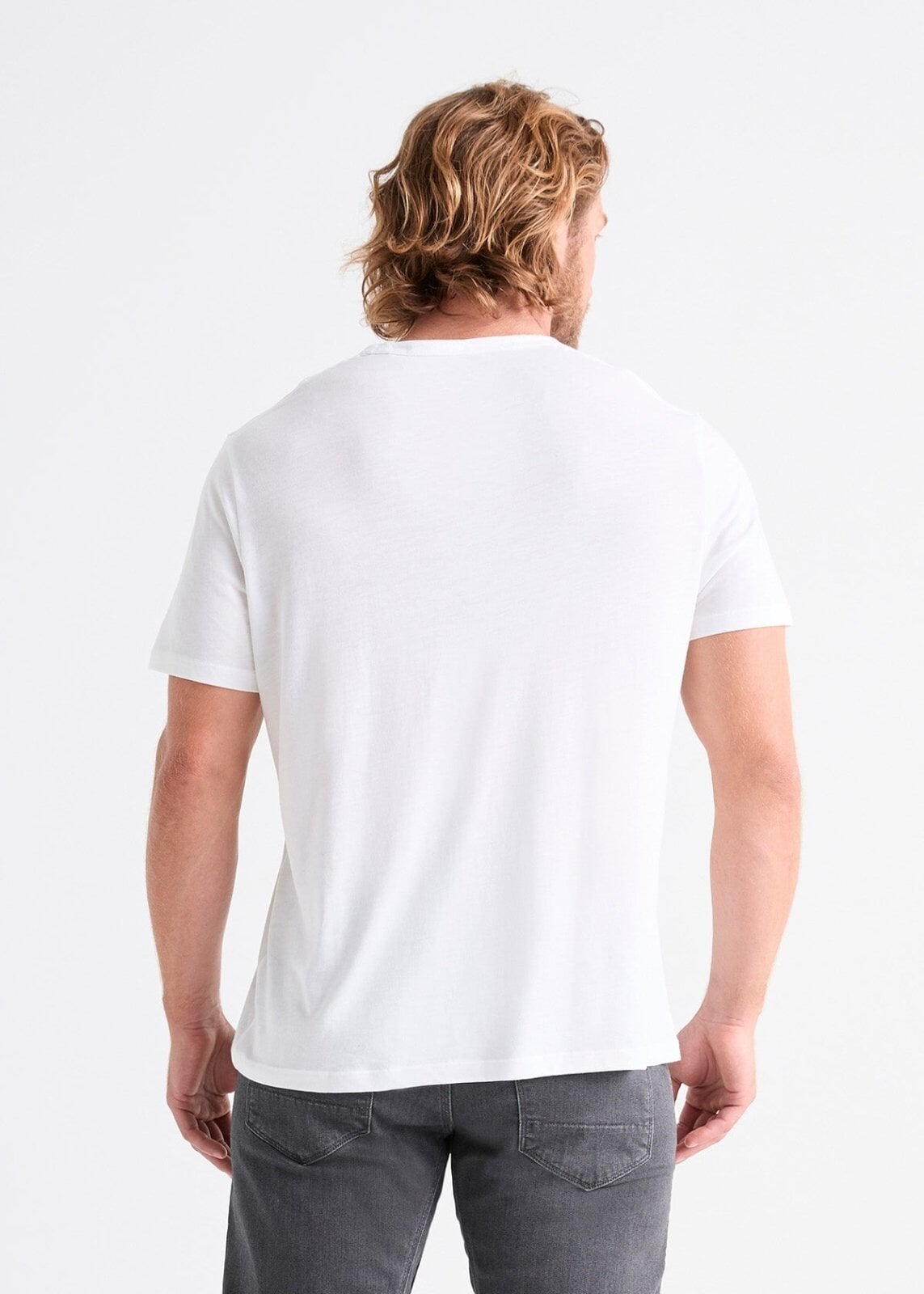 mens 100% Pima cotton white t-shirt back