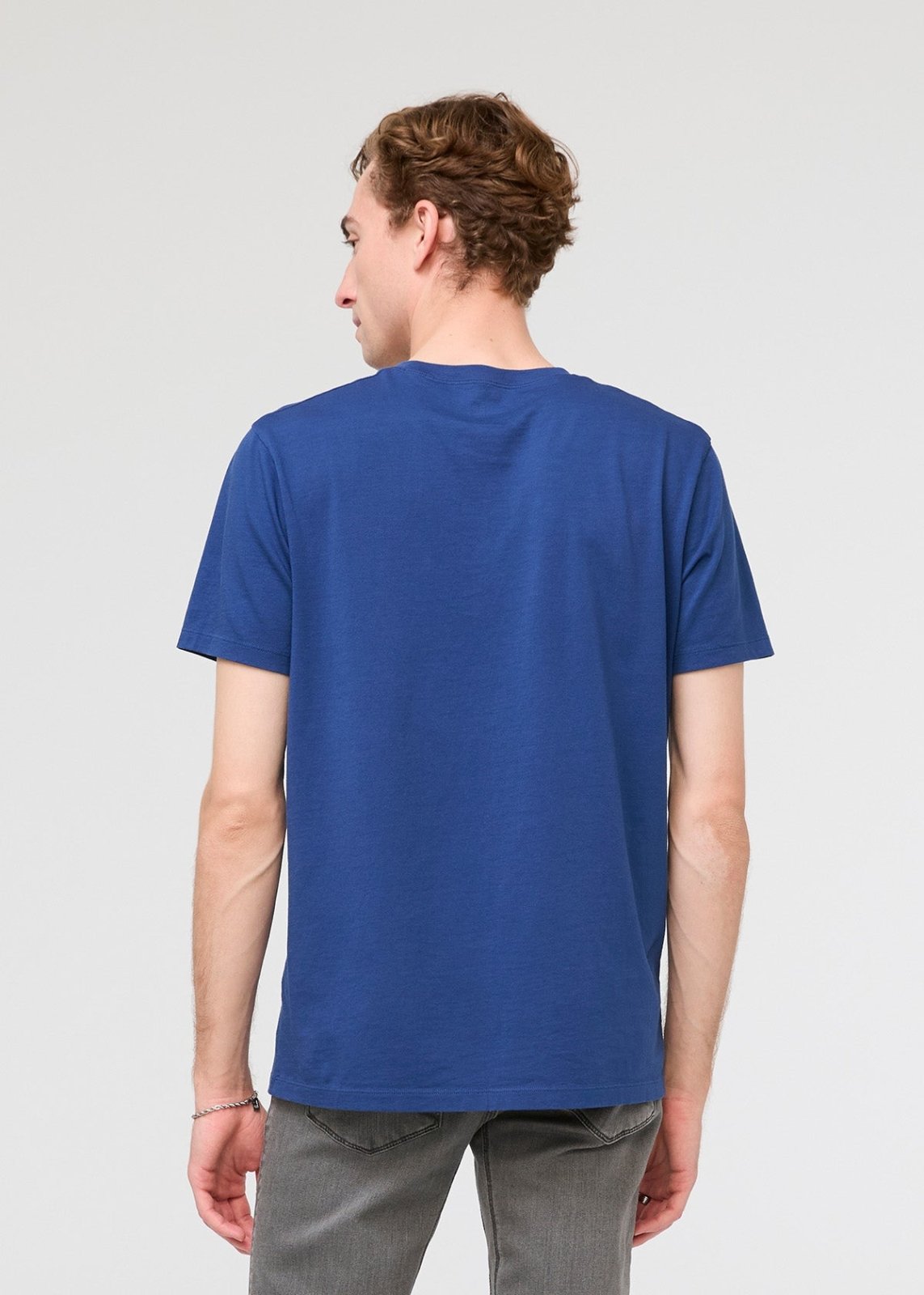 mens 100% pima cotton blue t-shirt back