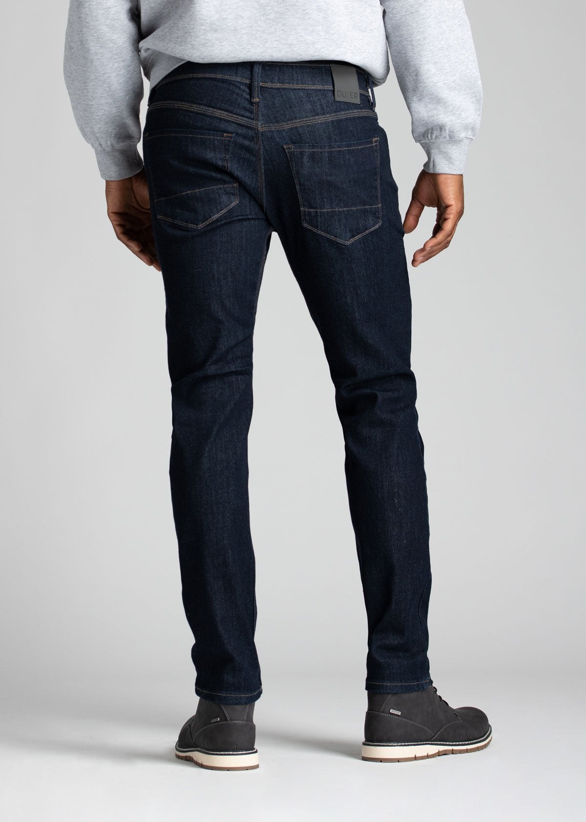 Mens slim fit blue water resistant stretch jeans back