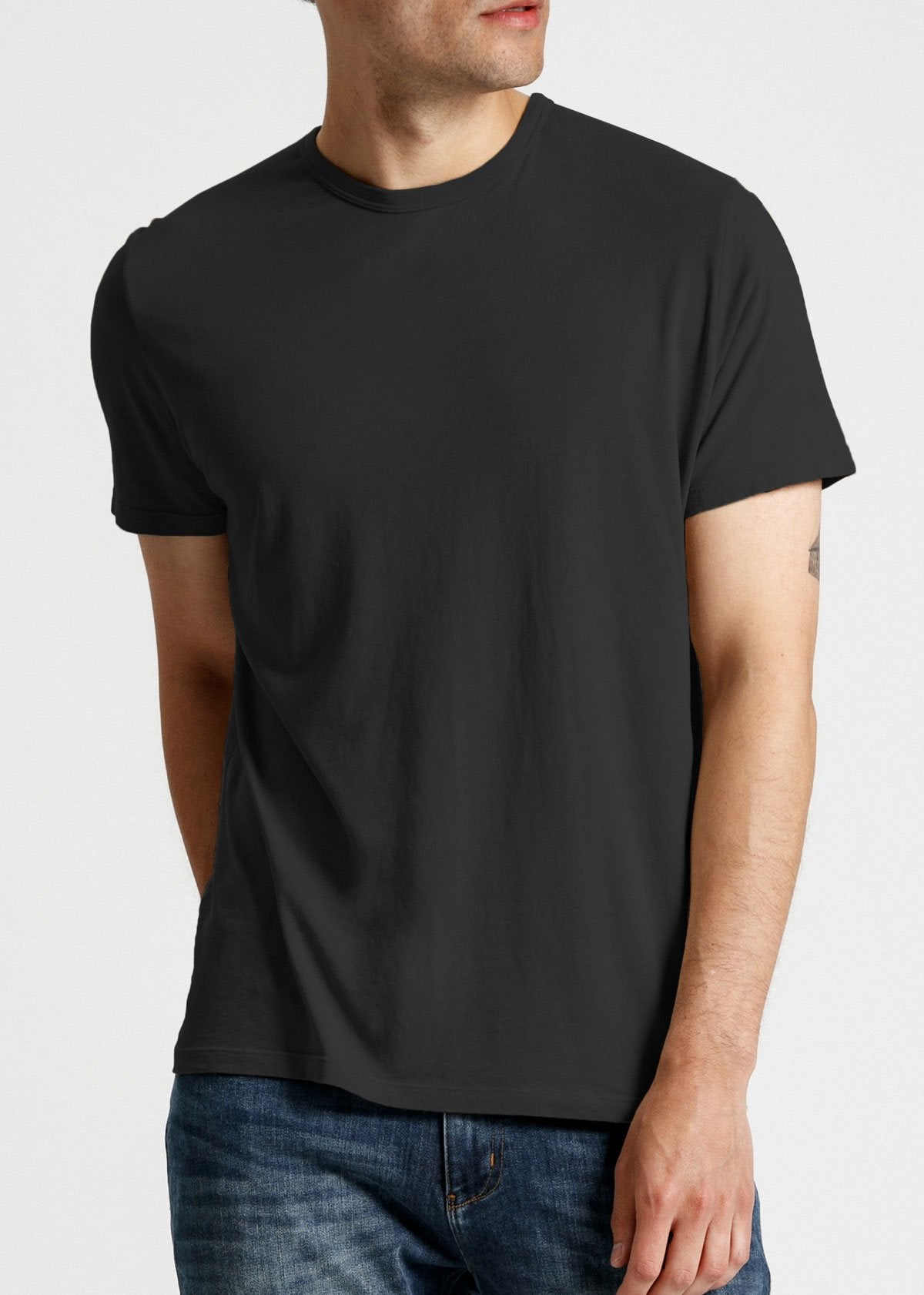 Mens soft lightweight black t-shirt front