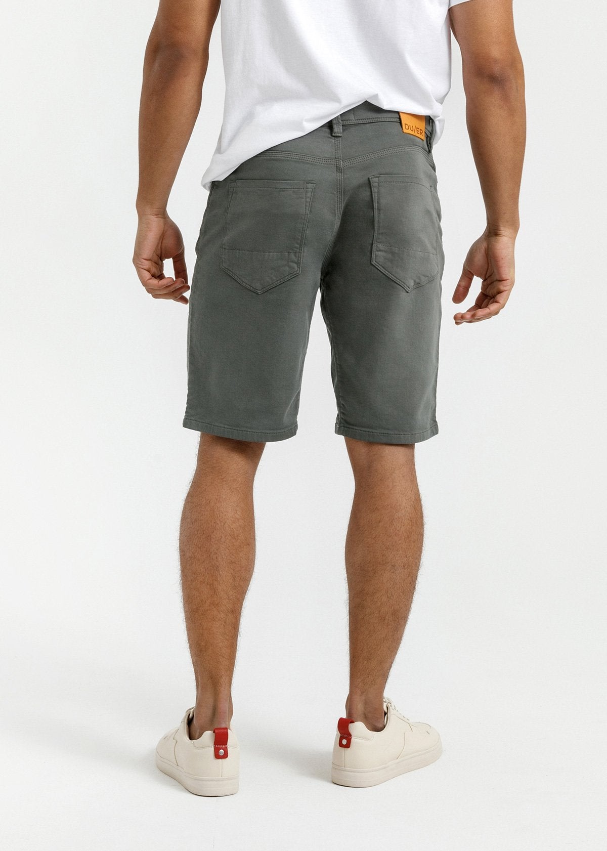 men's grey relaxed fit stretch short back