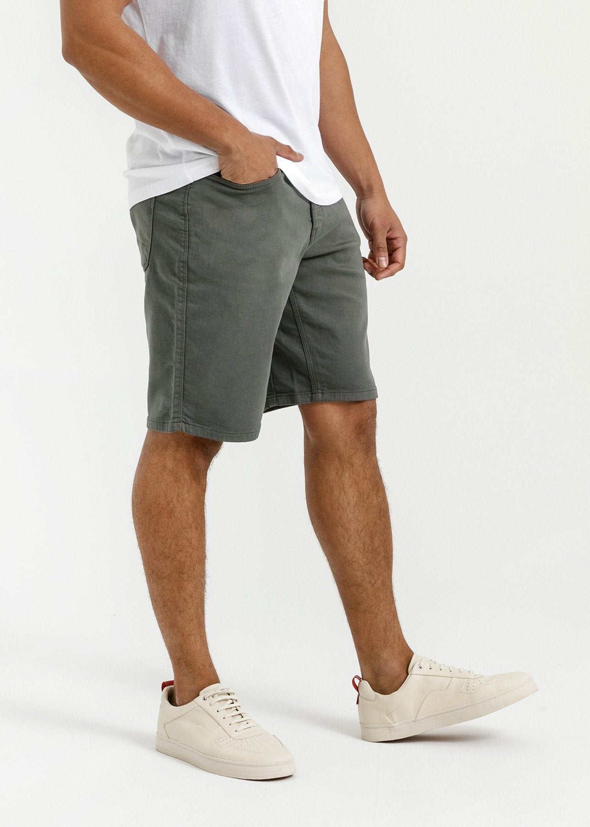 men's grey relaxed fit stretch short side