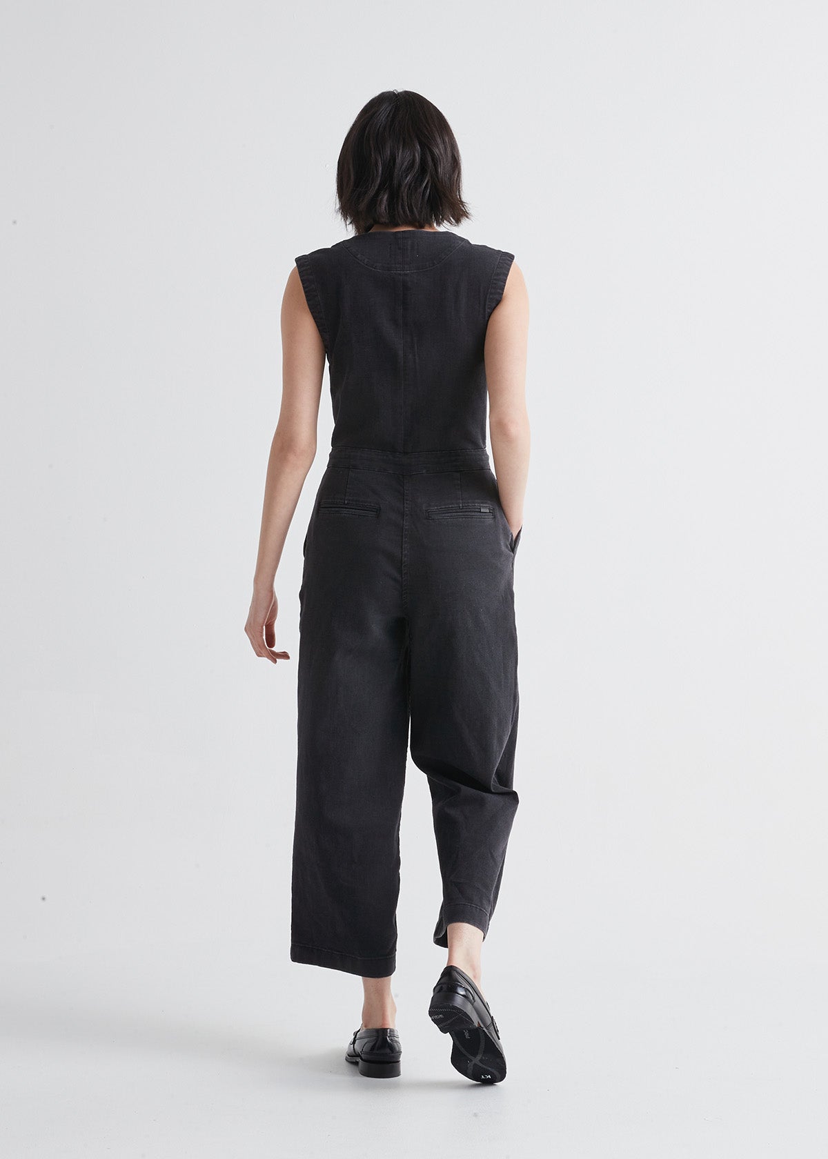 Performance Denim Tailored Jumpsuit Washed Black