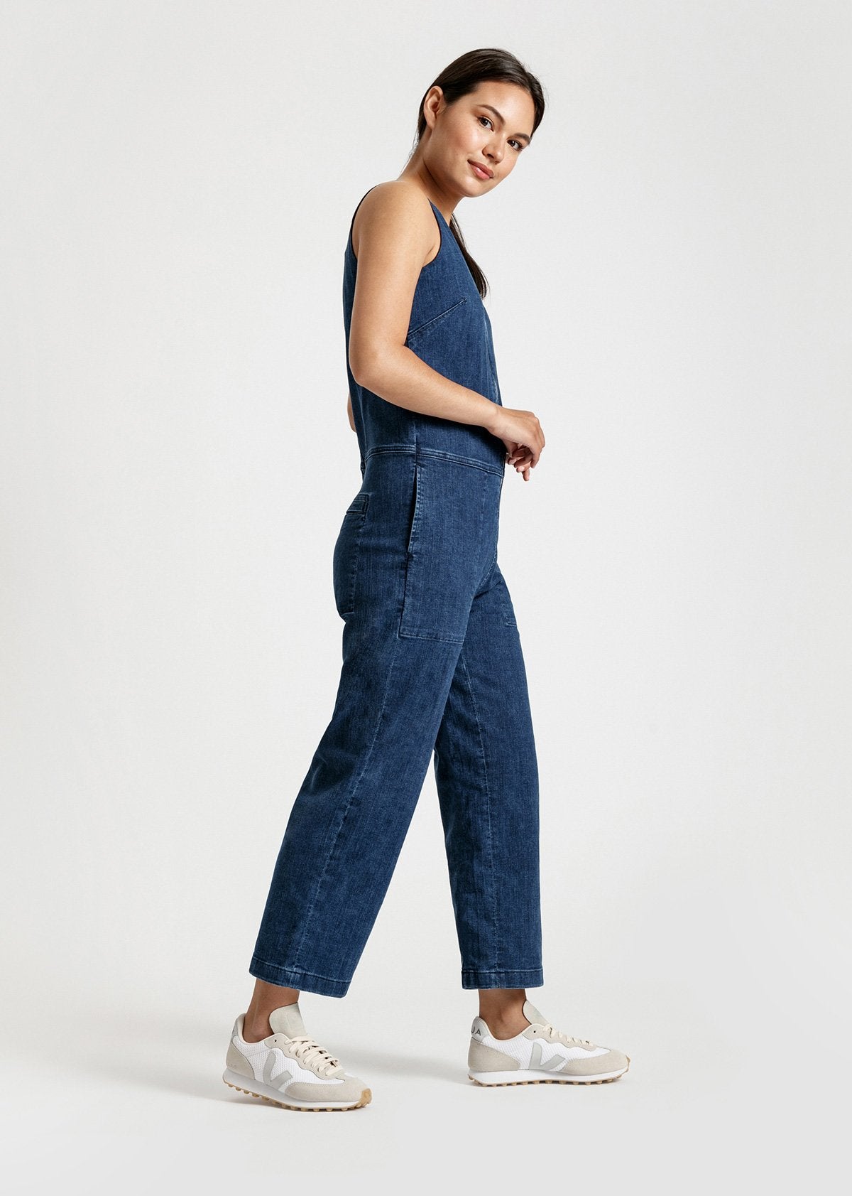 Stretch denim boiler store suit