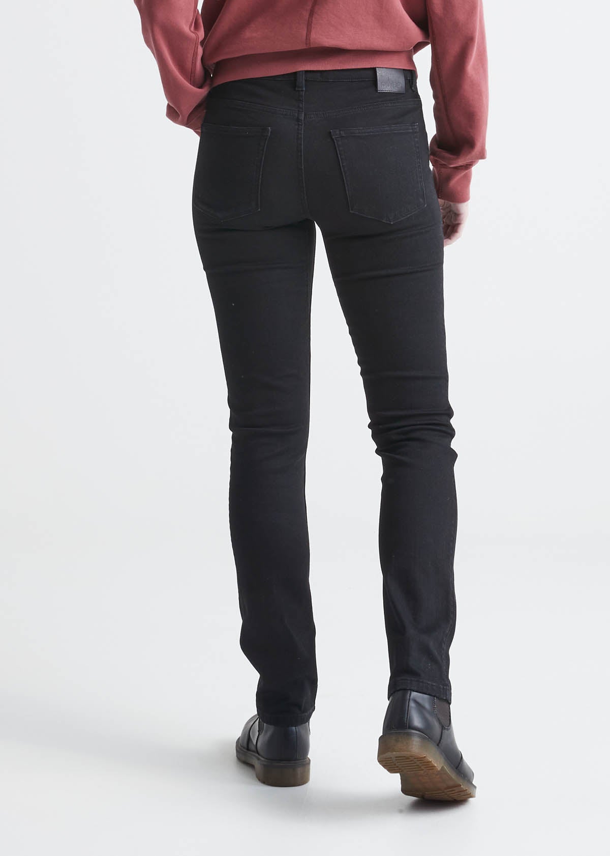 womens black slim fit stretch fleece-lined jeans back