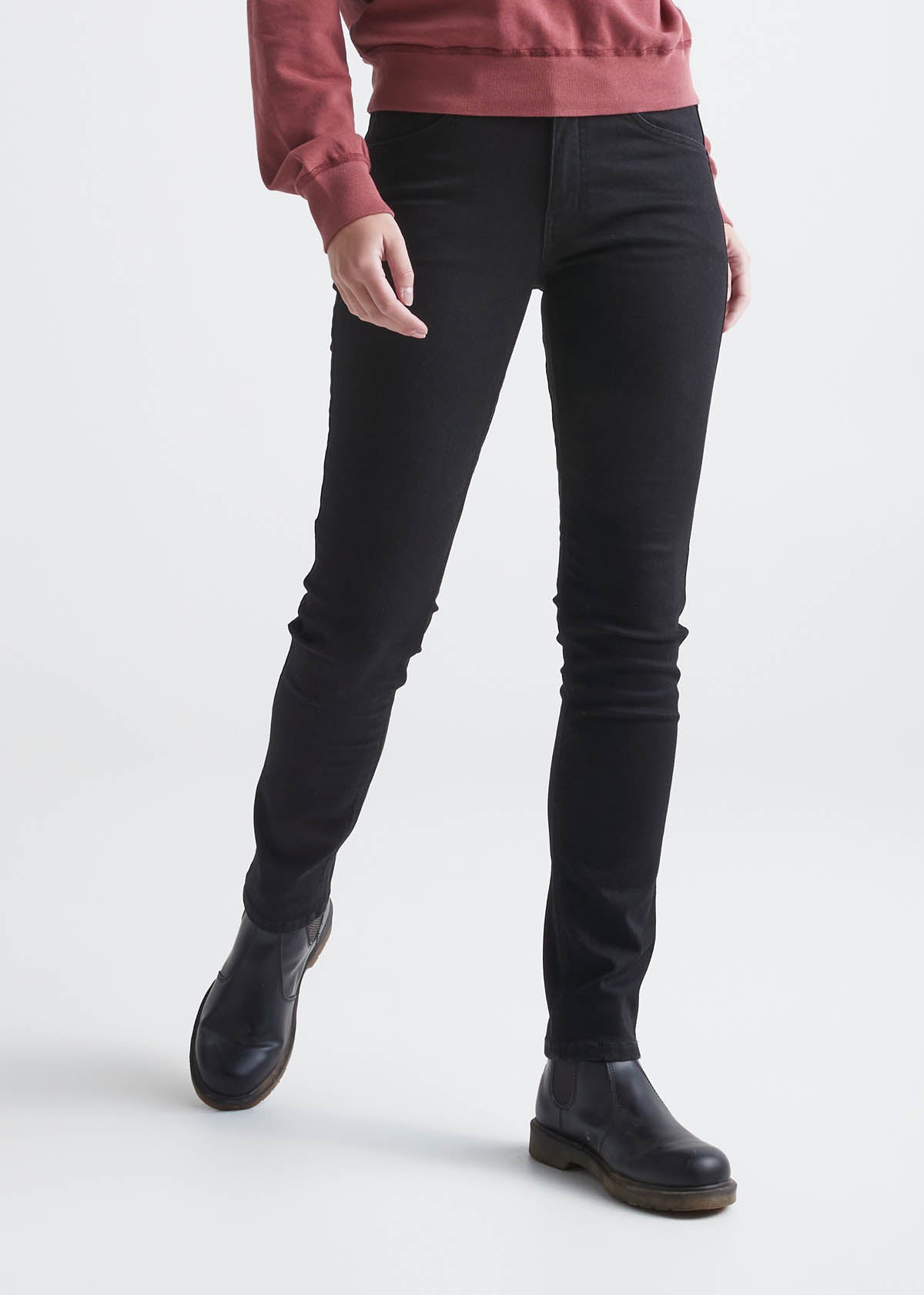 womens black slim fit stretch fleece-lined jeans front