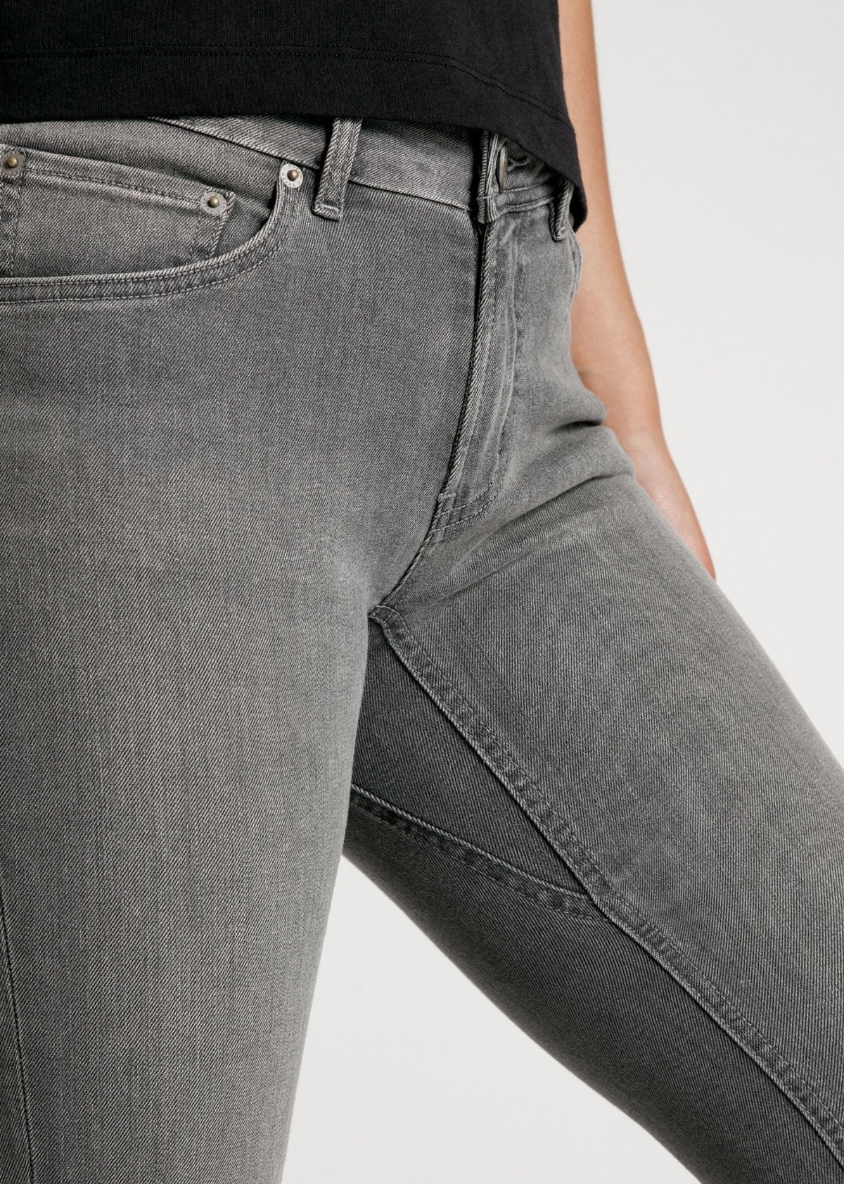 womens grey mid rise skinny fit stretch jeans side detail