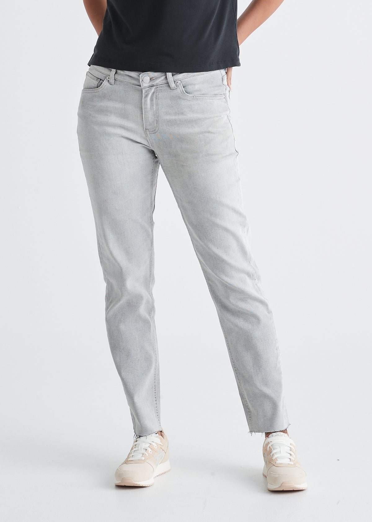 womens heritage white relaxed fit stretch jeans front