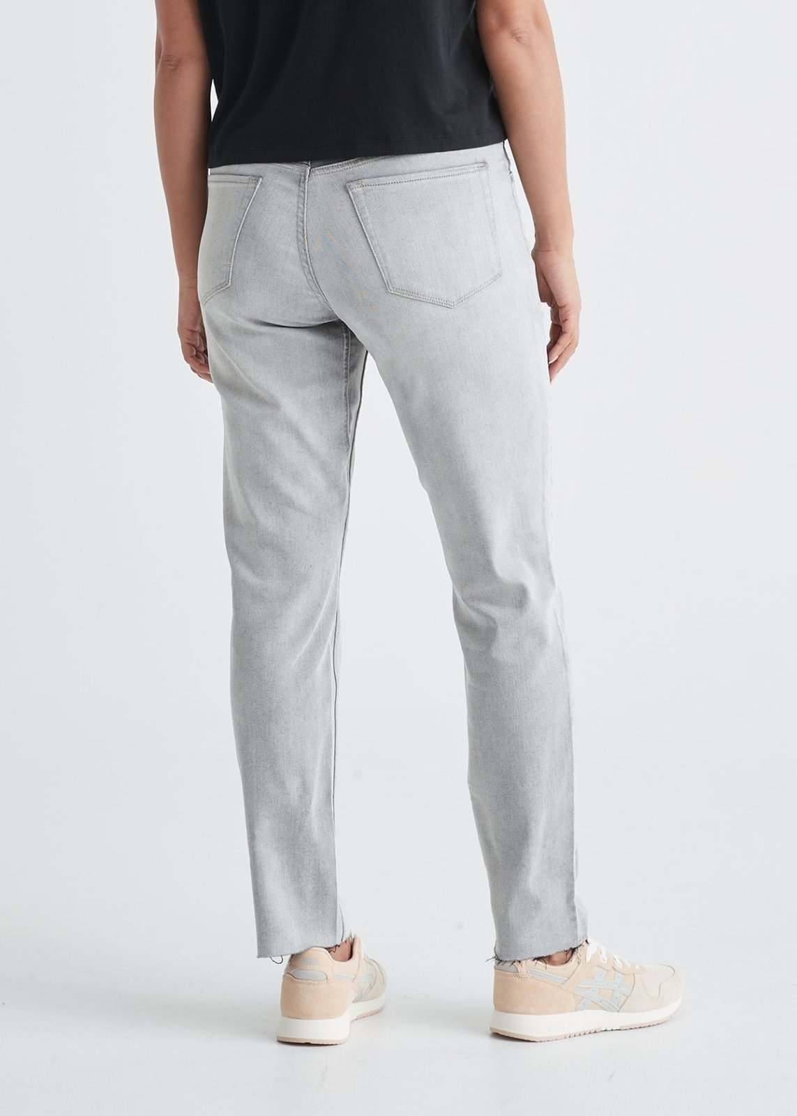 womens heritage white relaxed fit stretch jeans back