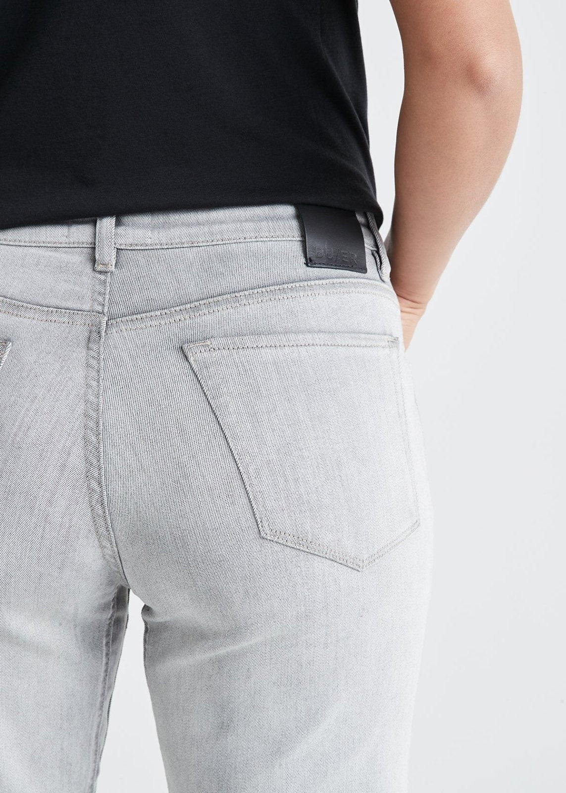 womens heritage white relaxed fit stretch jeans back pocket detail