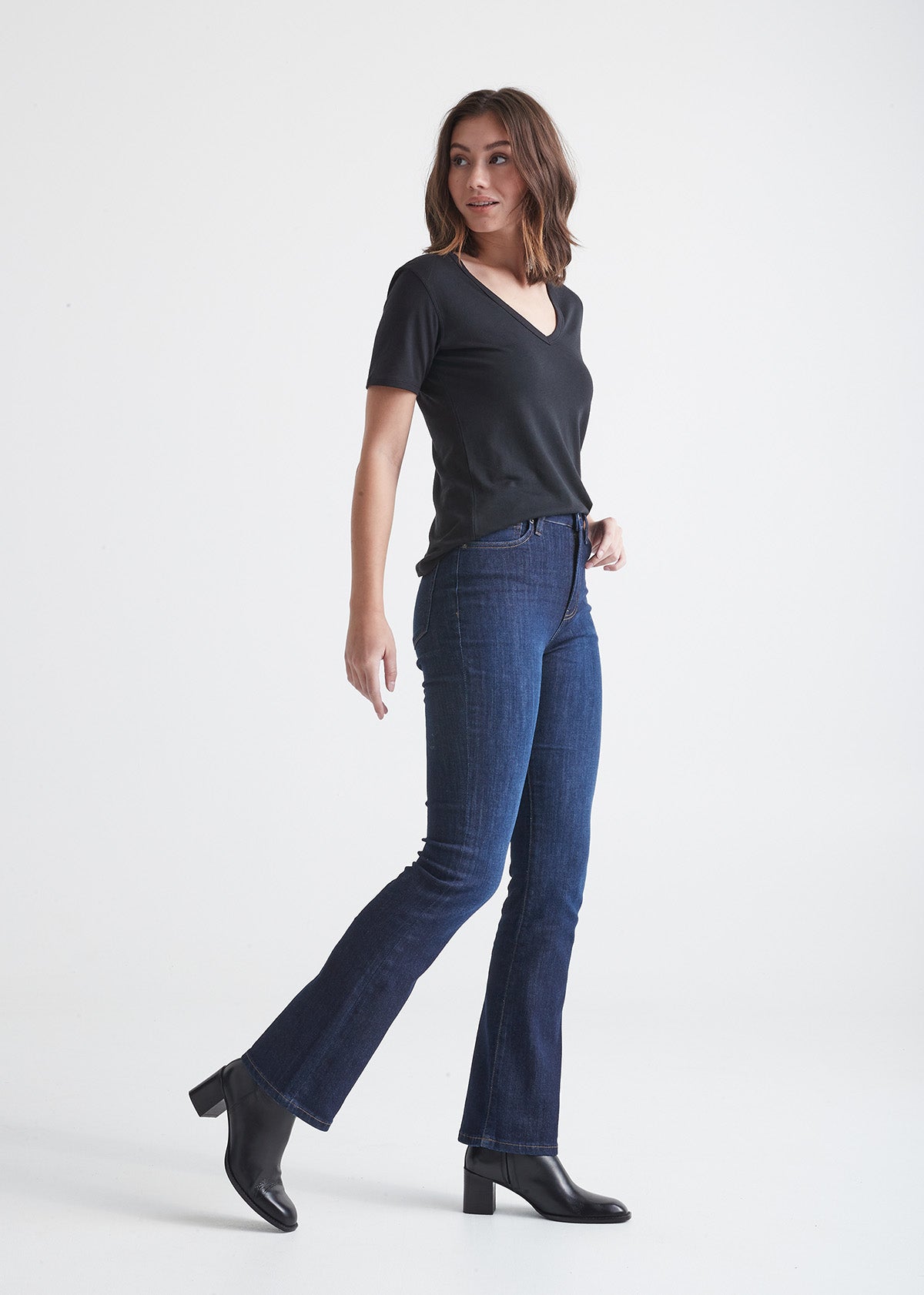 Girls' Mid Rise Extra Stretch Bootcut Jeans in Dark Vintage