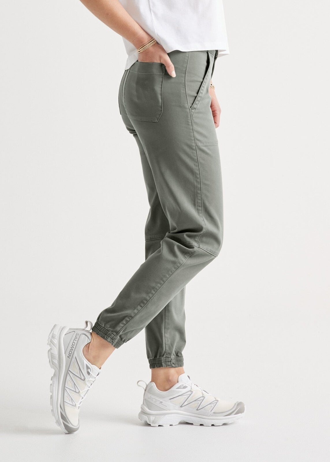 womens high rise green athletic jogger side