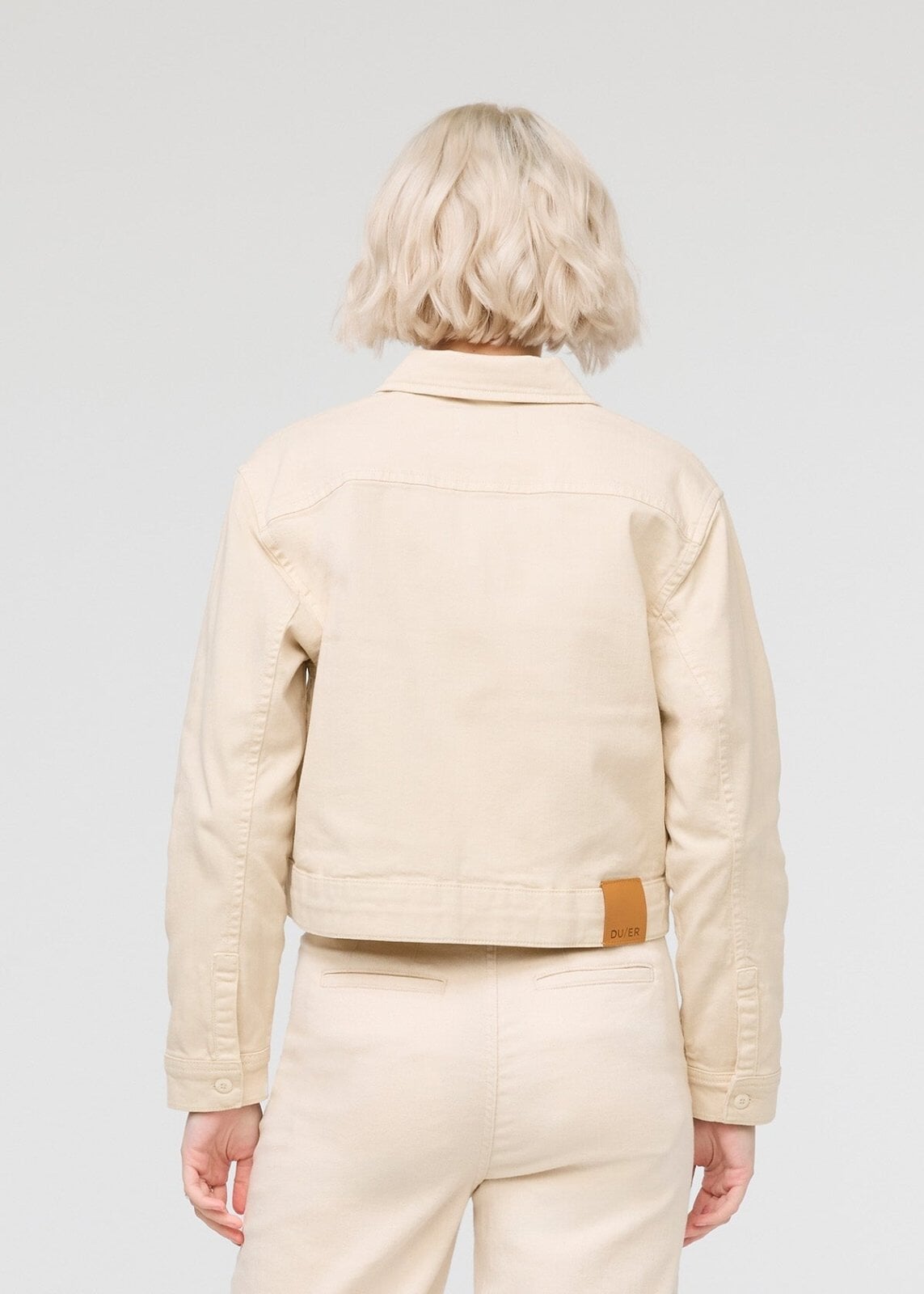 womens off-white cotton trucker jacket back