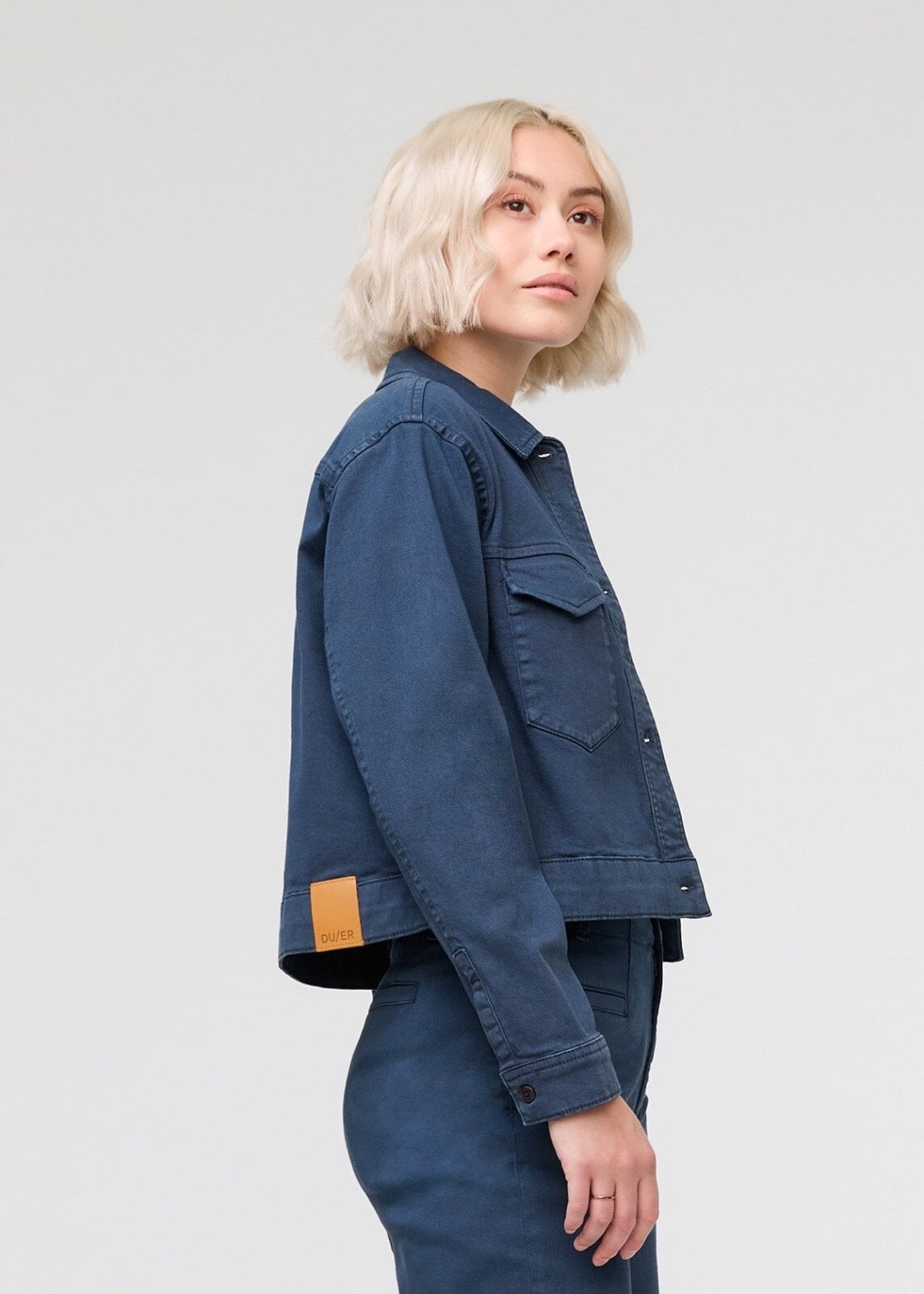 Women's Navy Cotton Trucker Jacket