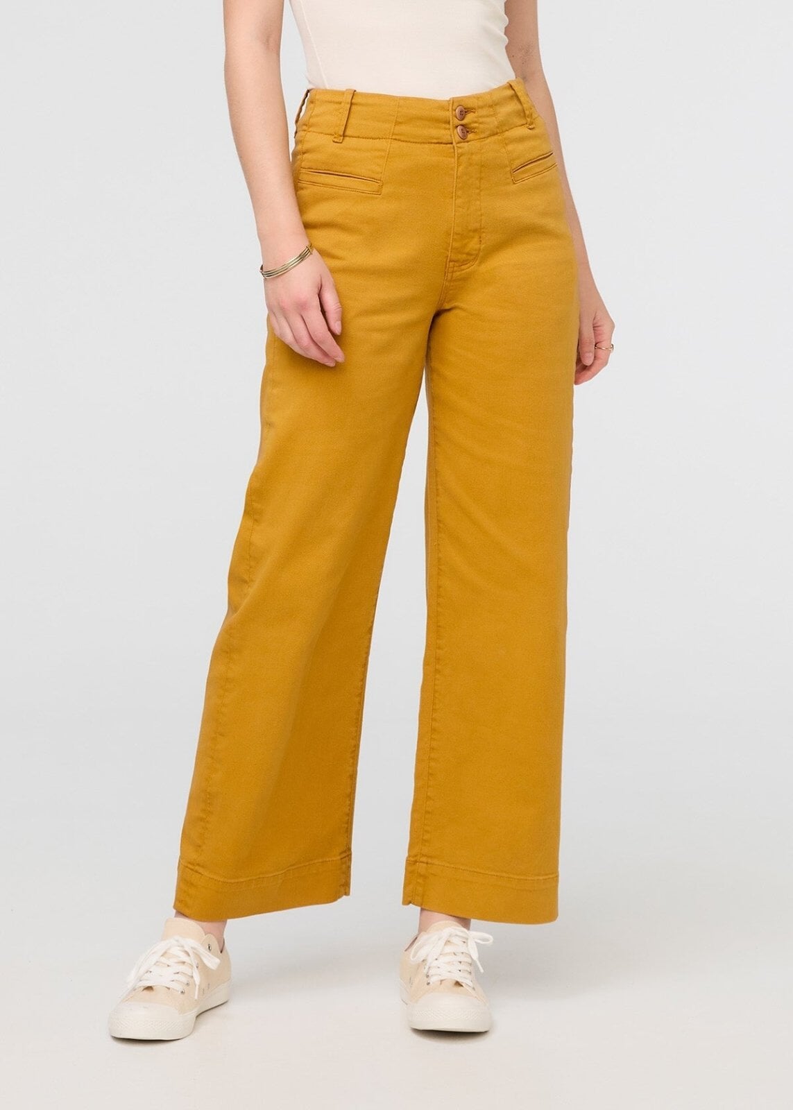 womens yellow high rise trouser front