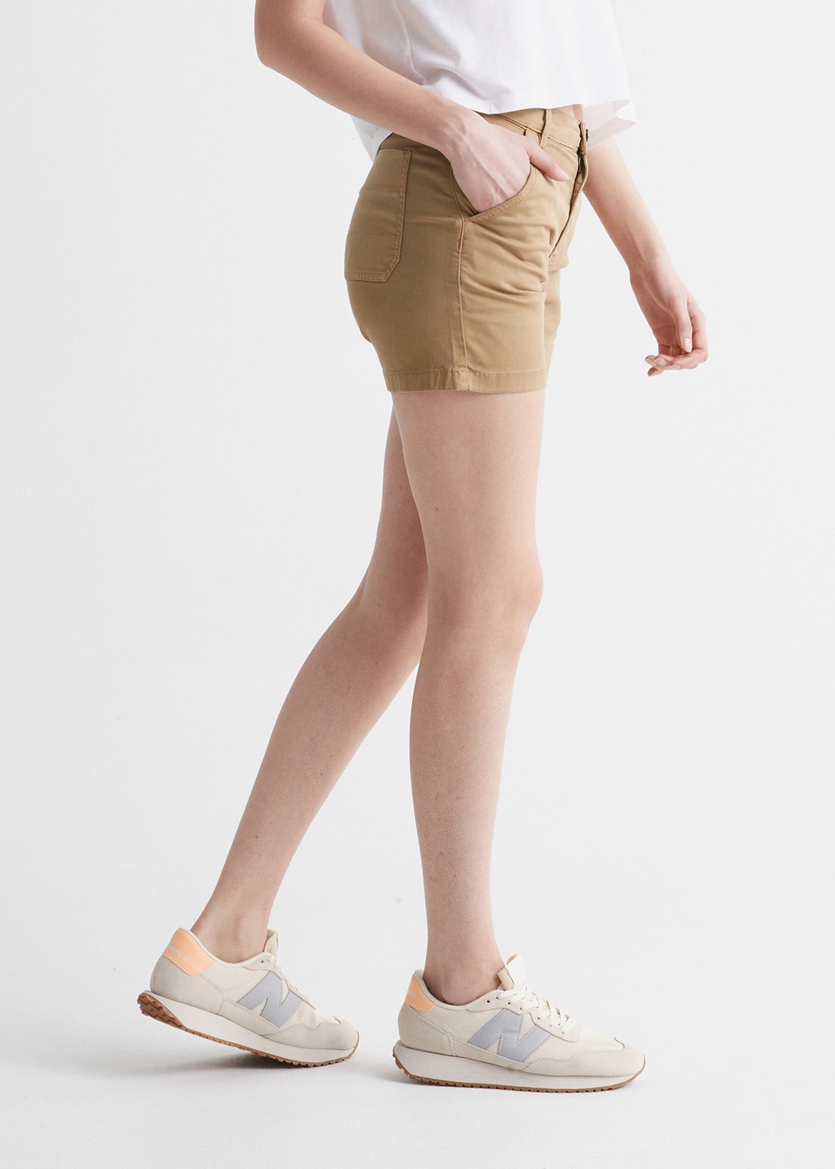 womens brown stretch utility short side