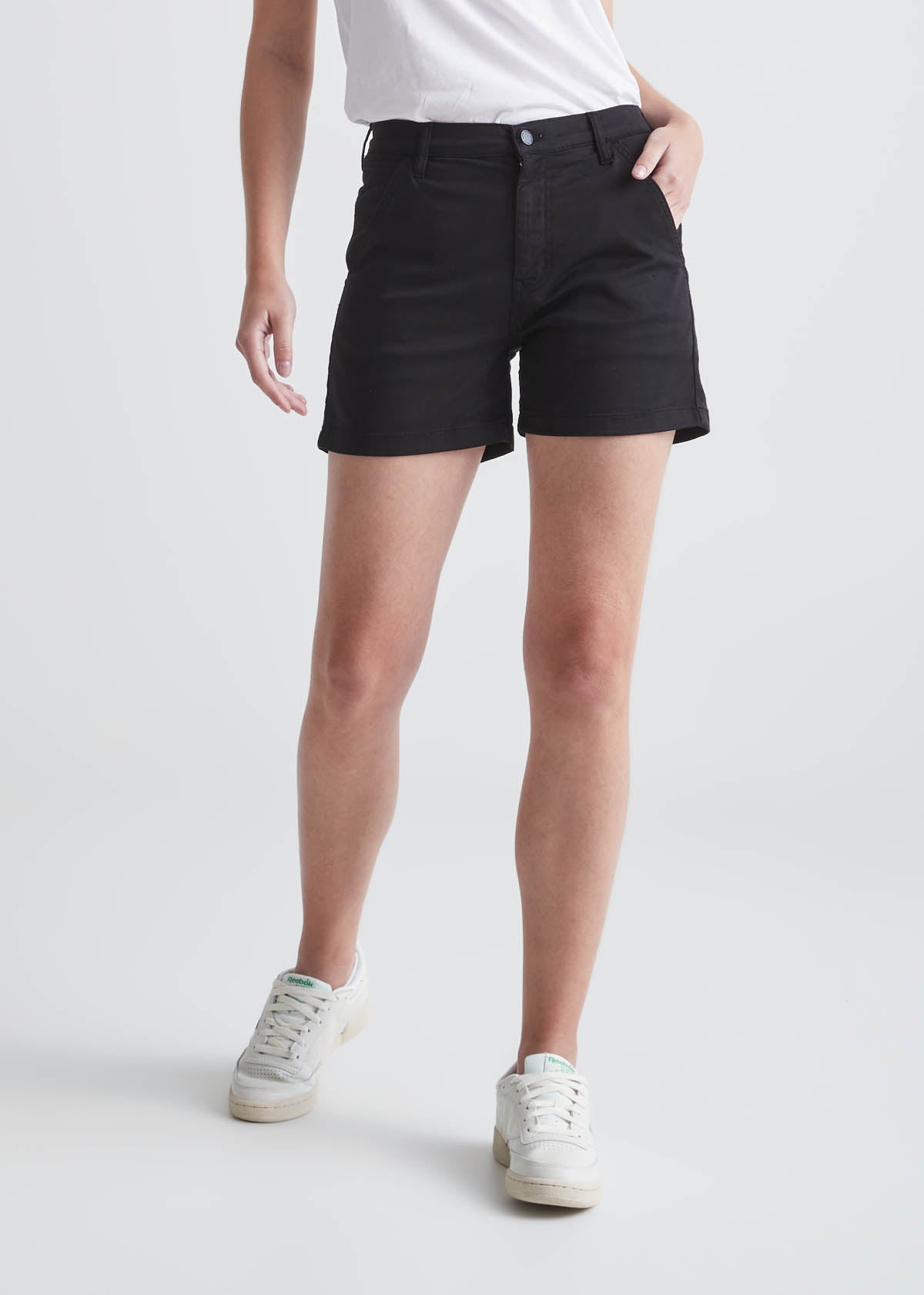 womens black stretch utility short front