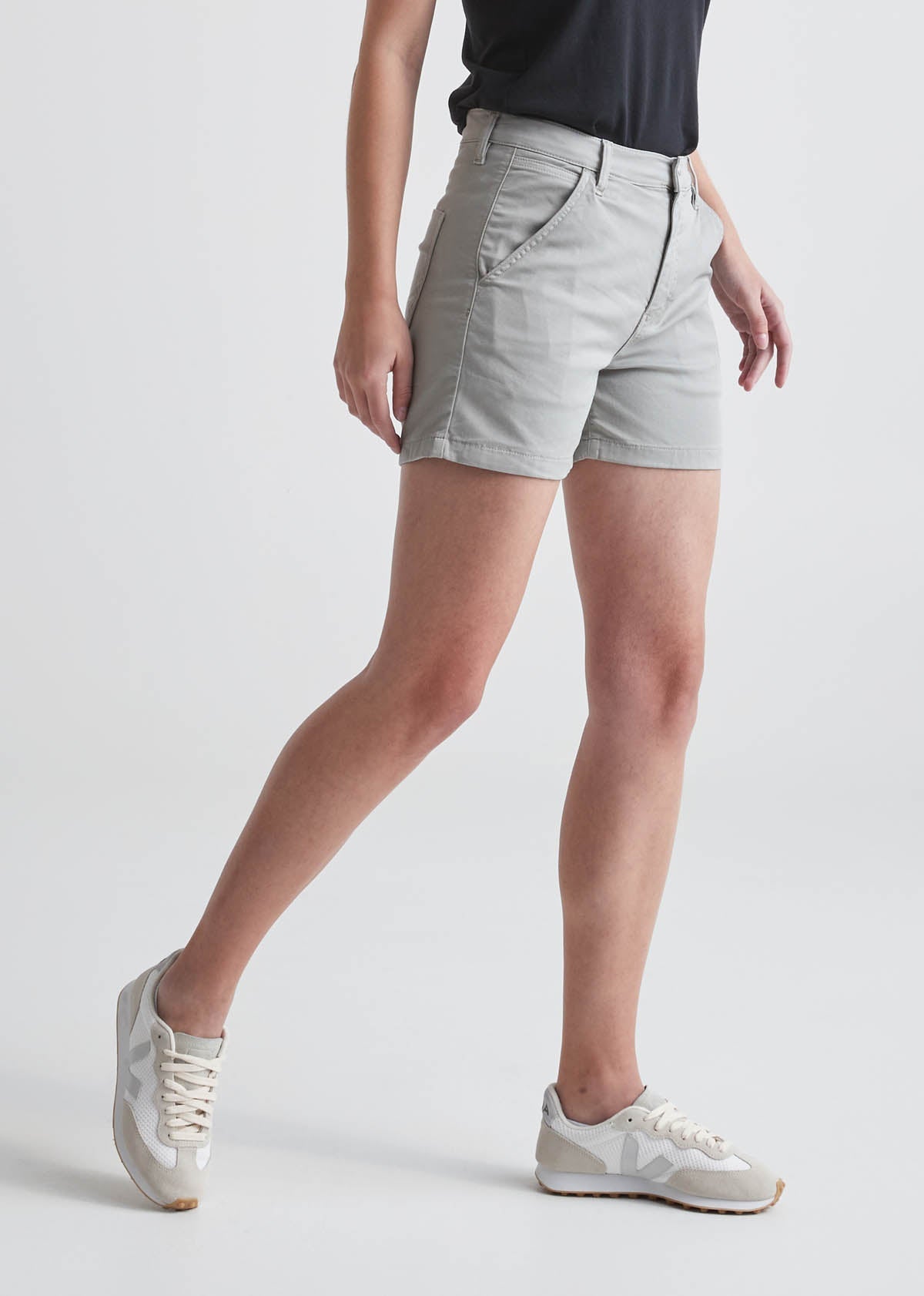 womens light green stretch utility shorts side