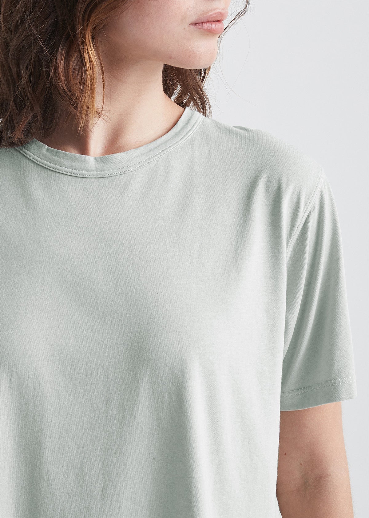 Women's Light Green Soft Lightweight Crop T-Shirt Detail