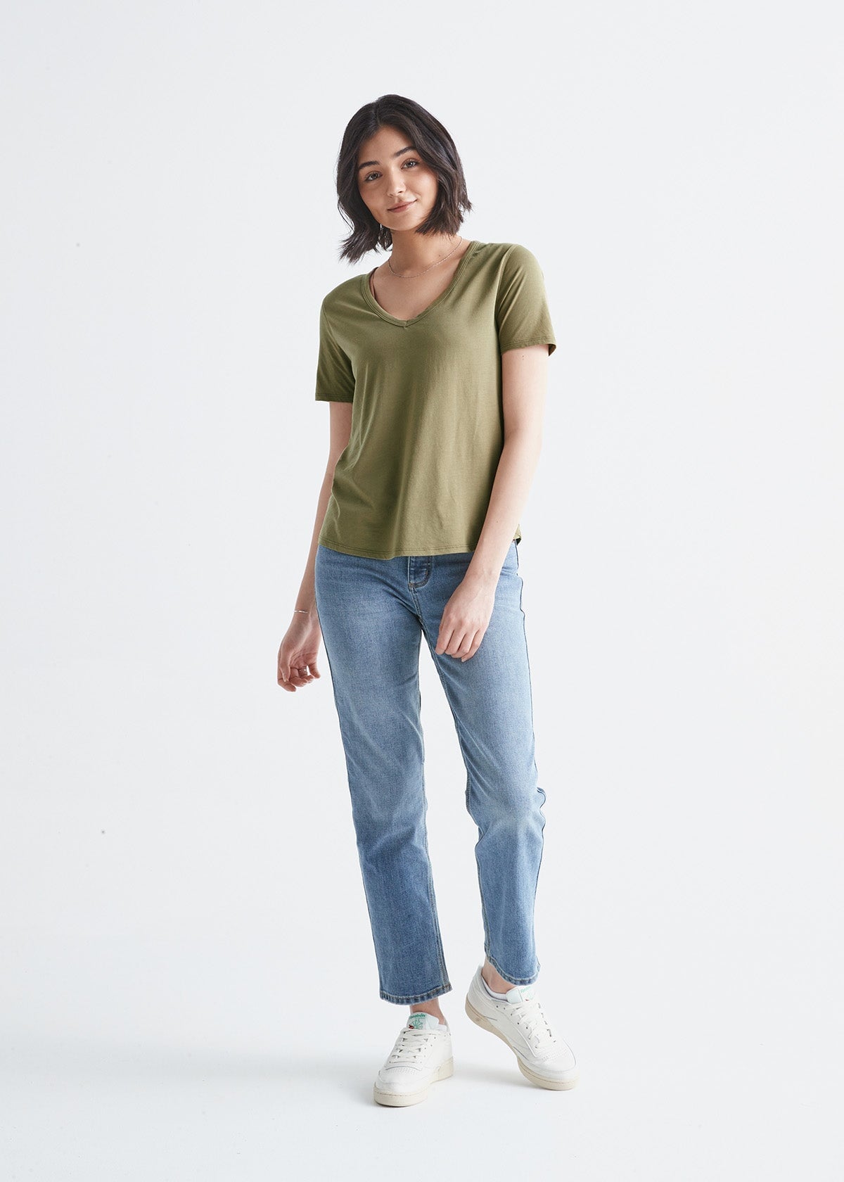 Women's Fashion Design Soft and Comfortable V-Shape Collar T-Shirt