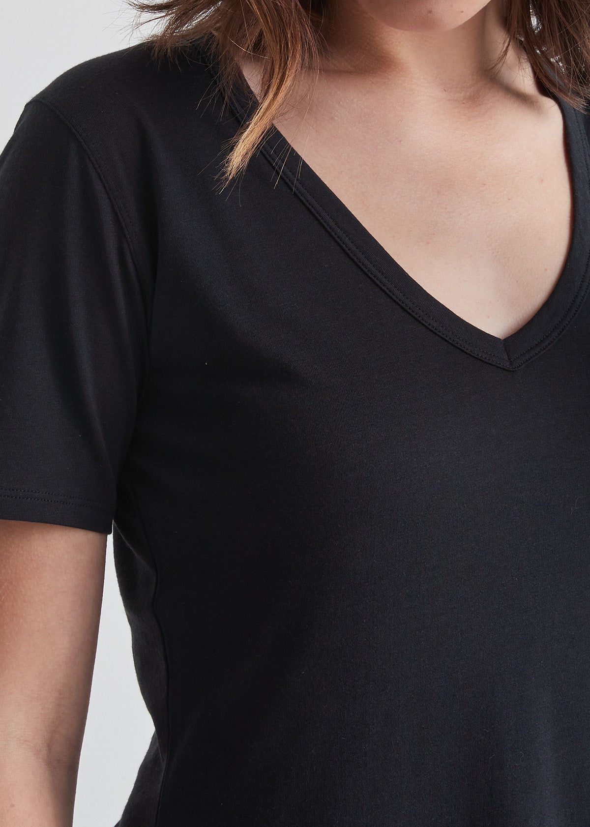 Black Longline Deep V-Neck T-Shirt - T-Shirts & Tops