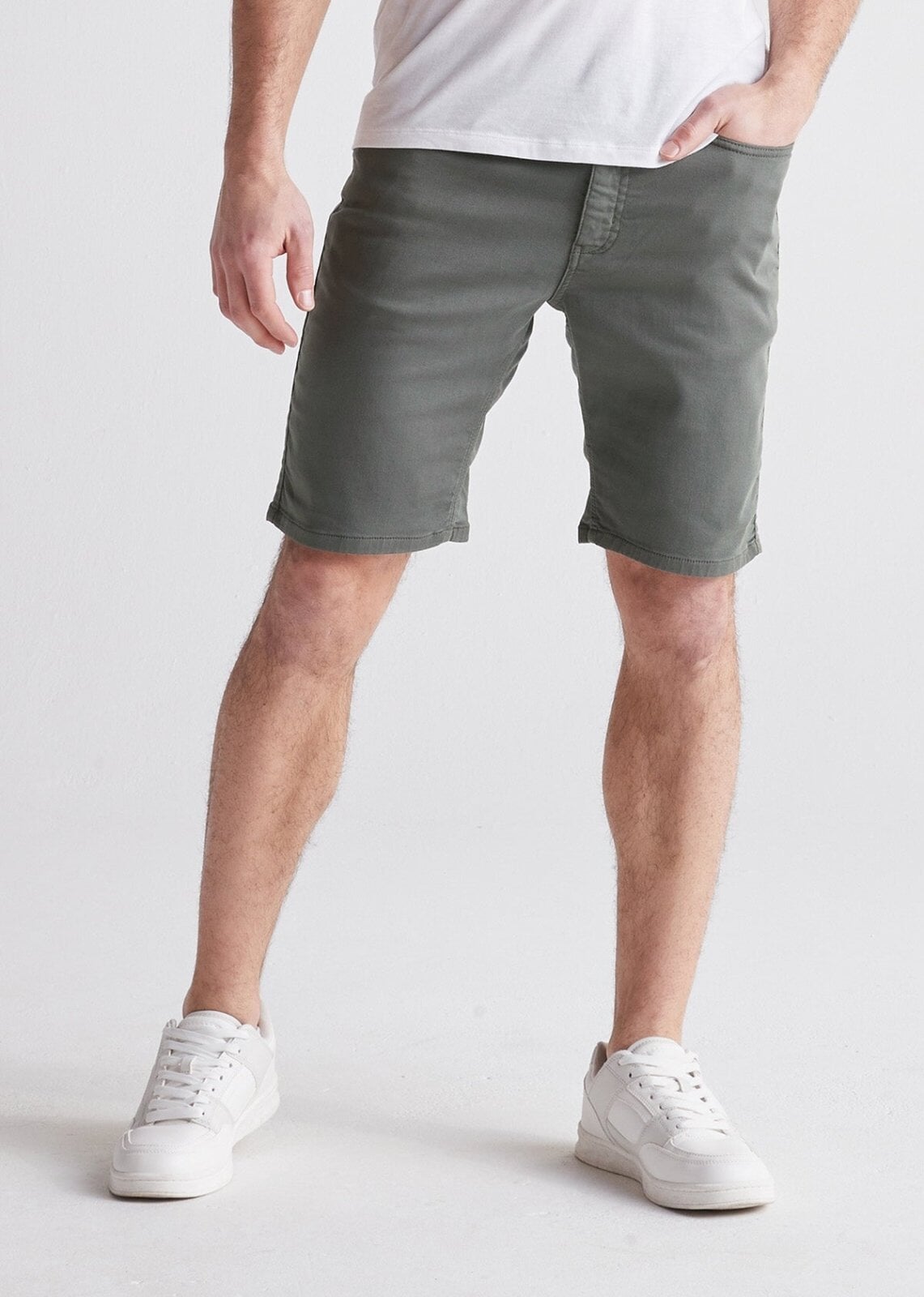 Men's Grey Slim Fit Stretch Short Front