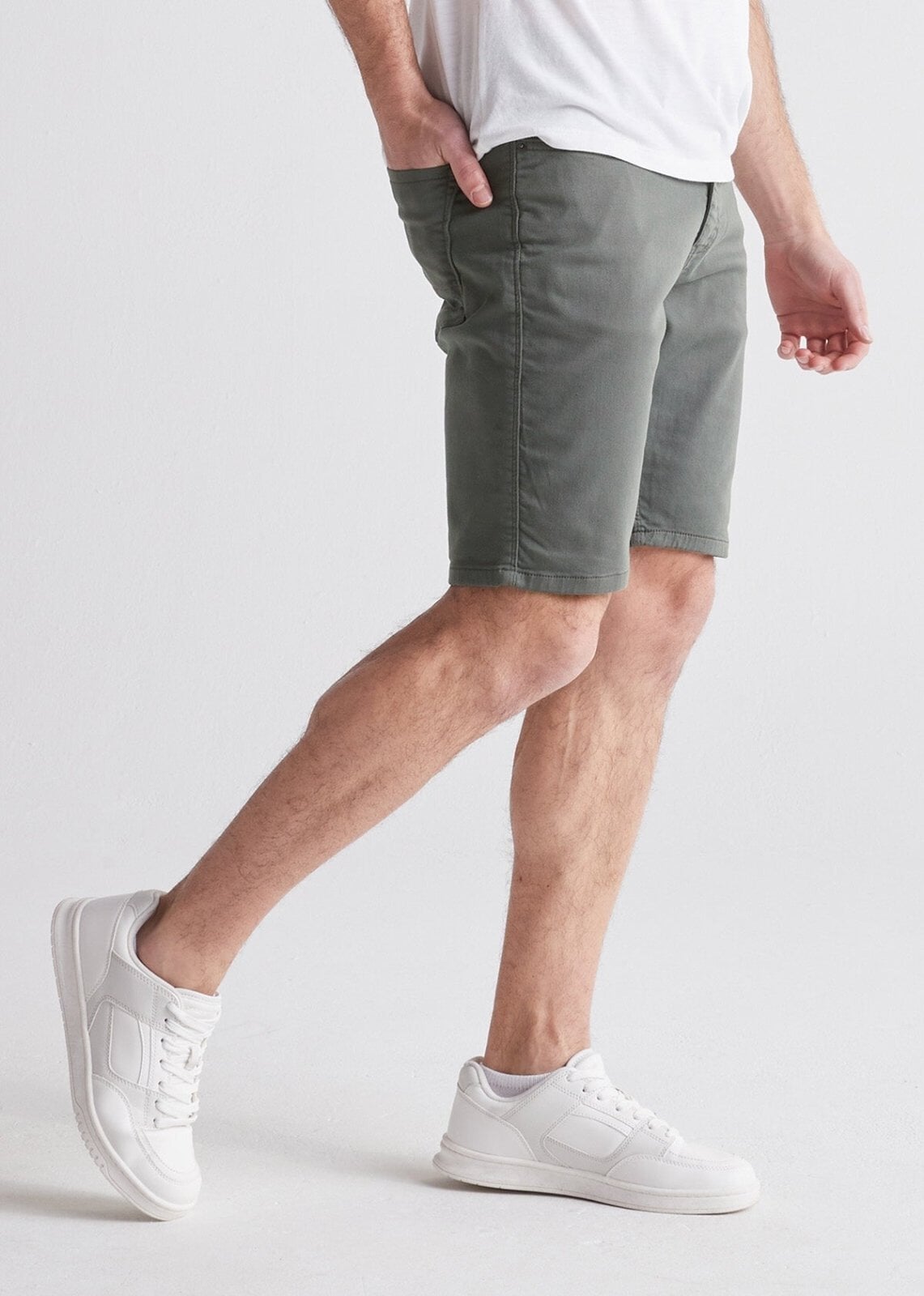 Men's Grey Slim Fit Stretch Short Side