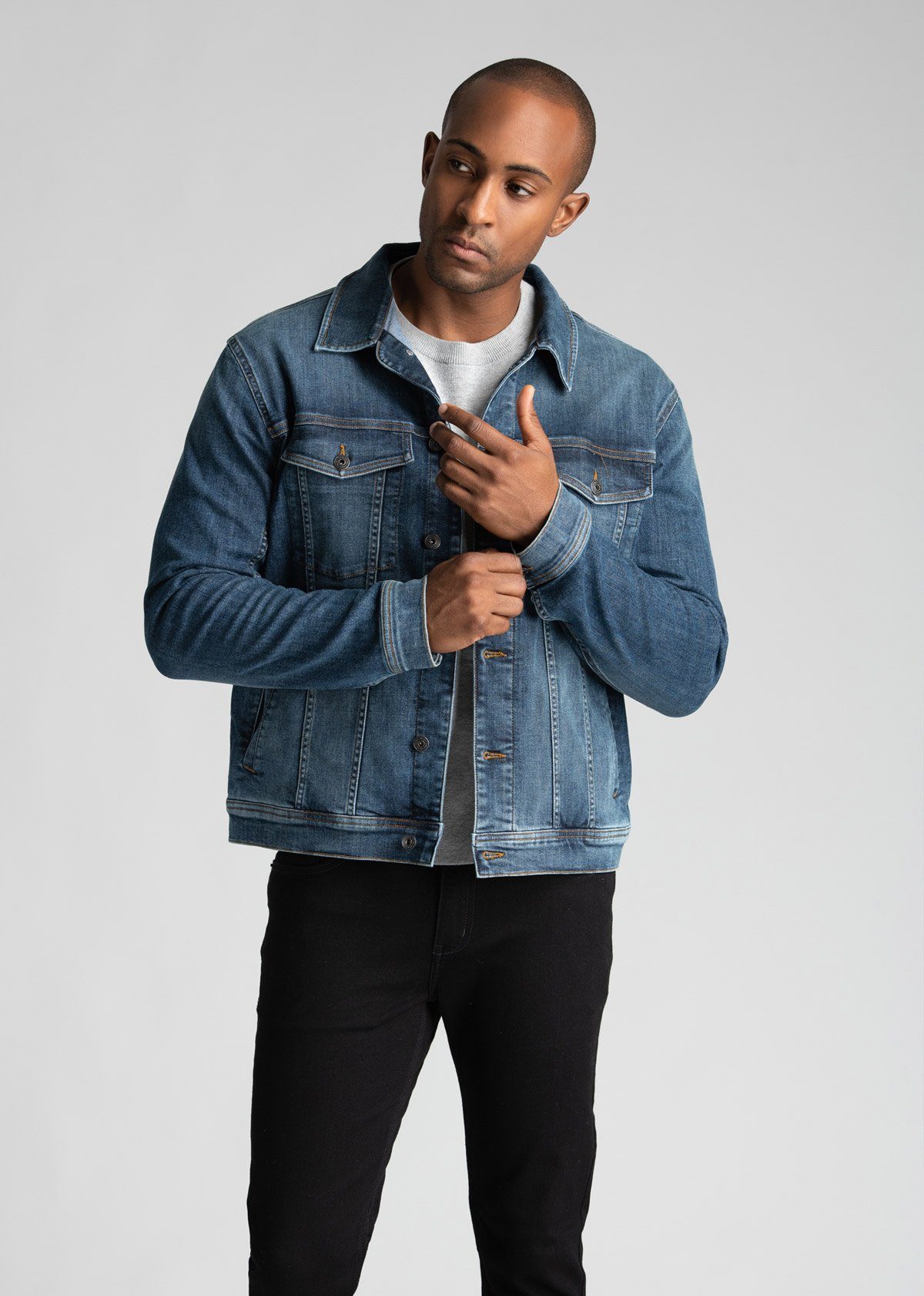Only exclusive contrast stich cropped denim jacket in dark blue - part of a  set | ASOS